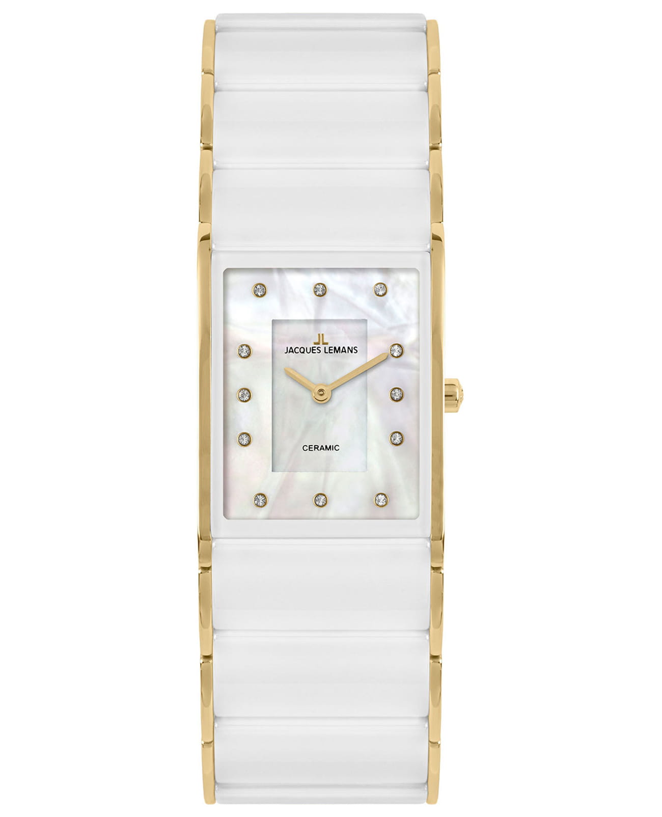 Jacques Lemans Jacques Lemans High Tech Ceramic 1-1940K  1-1940K кварцевые женские часы перламутровый циферблат, браслет сталь + керамические вставки — вид спереди