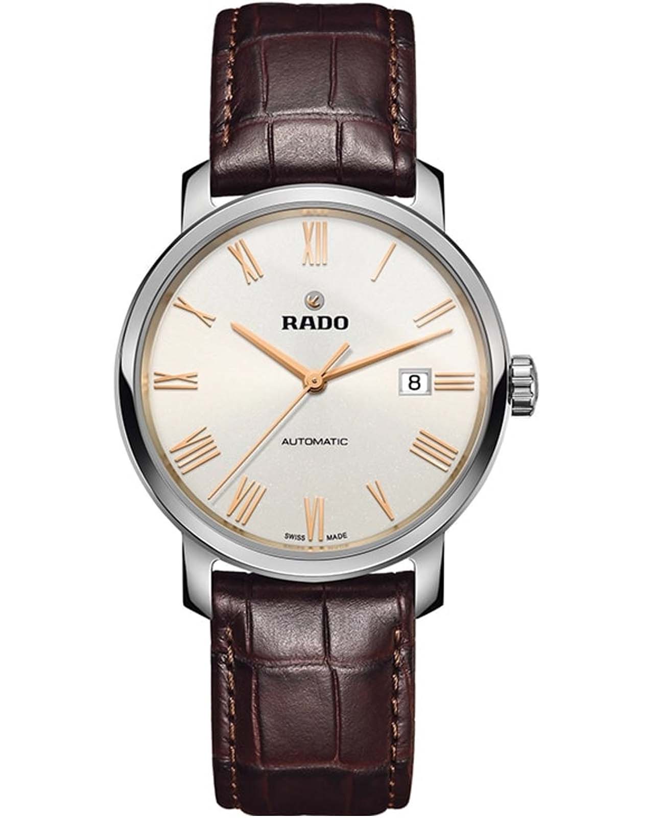 Rado Rado Diamaster R14077126 Automatic R14077126 механические мужские часы бежевый циферблат, браслет кожаный — вид спереди