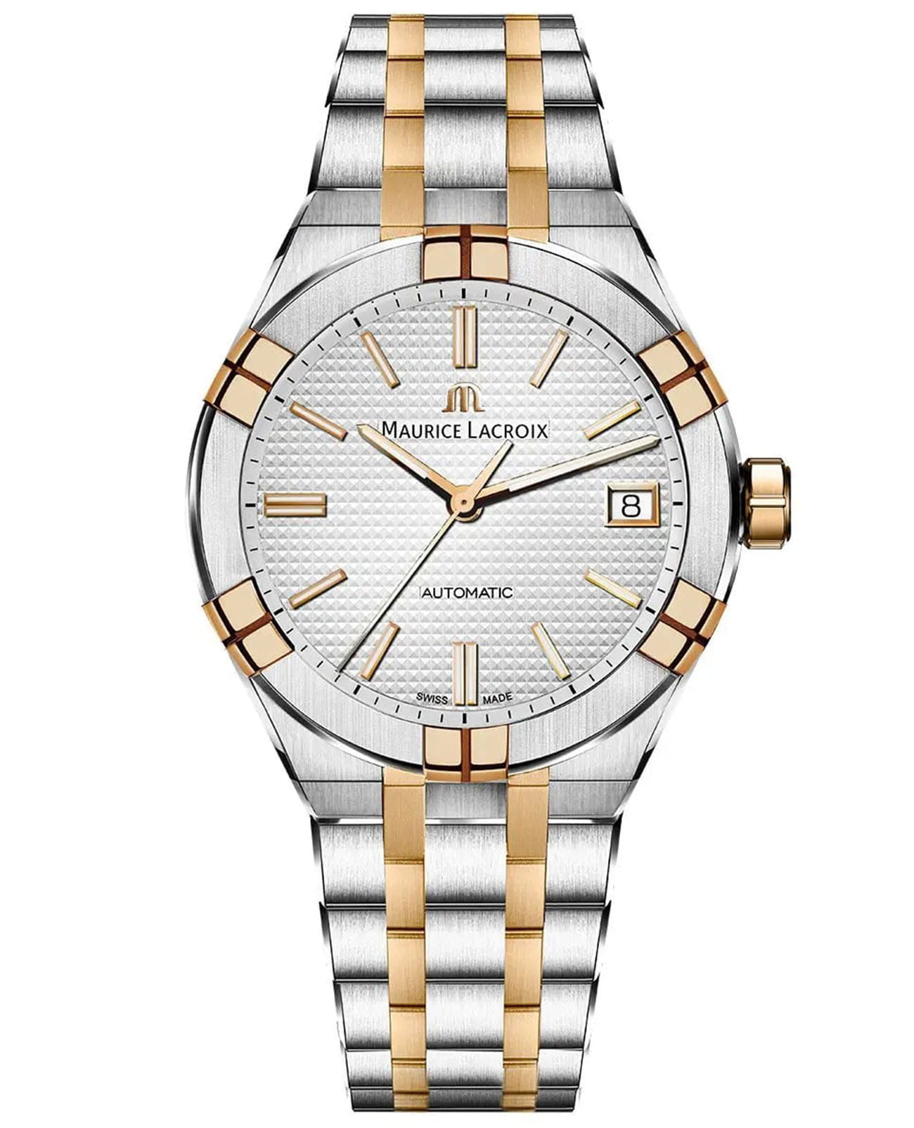 Maurice Lacroix Maurice Lacroix Aikon Automatic AI6007-SP012-130-1  AI6007-SP012-130-1 механические женские часы серебристый циферблат, браслет нержавеющая сталь с позолотой — вид спереди