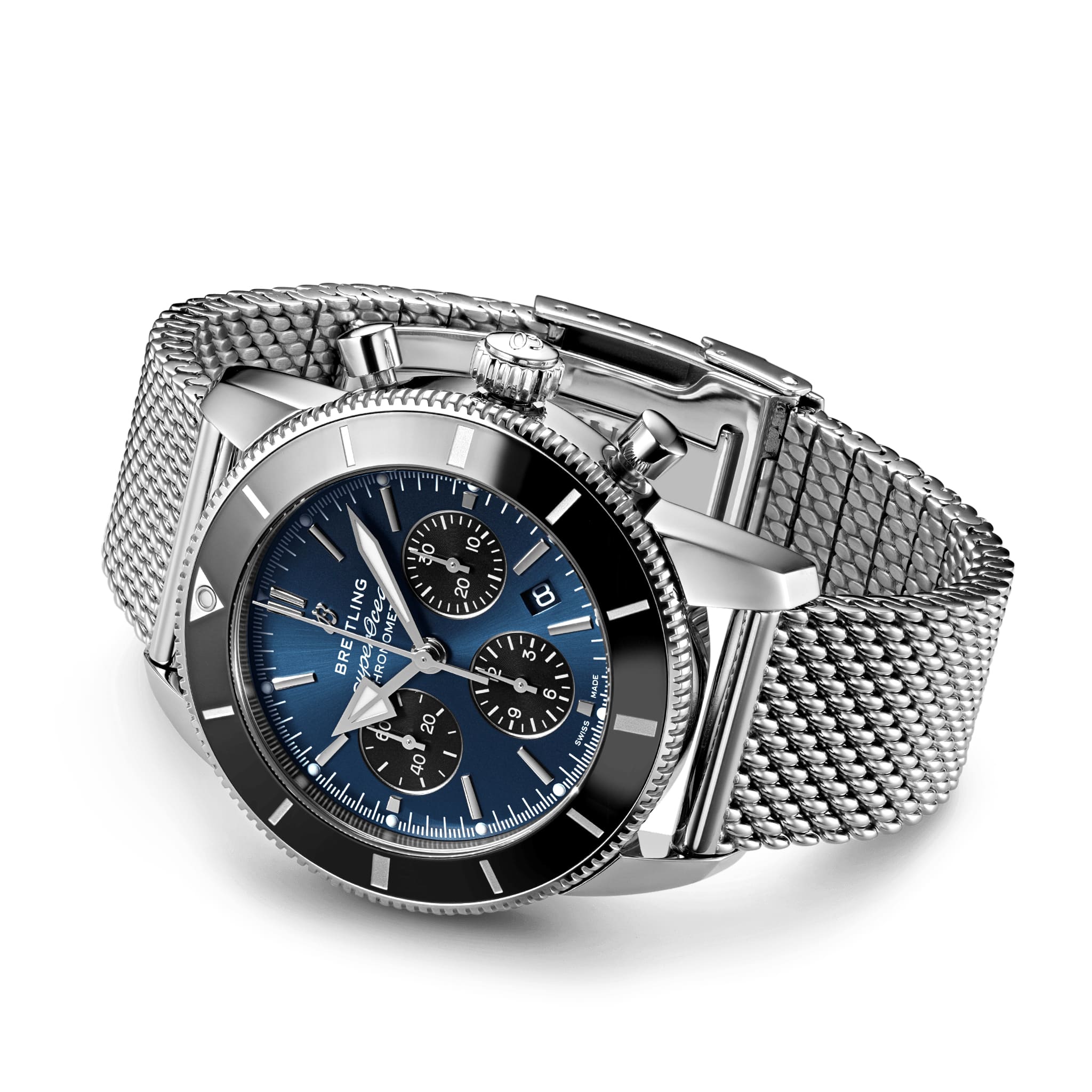 Breitling Breitling Superocean Heritage B01 Chronograph 44 AB0162121C1A1, superocean швейцария мужские часы на браслете нержавеющая сталь боковой вид