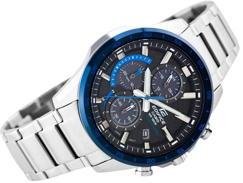 Casio Casio Edifice EQS-900DB-2AVUDF (EQS-900DB-2A) кварцевые мужские часы часы крупный план синий циферблата