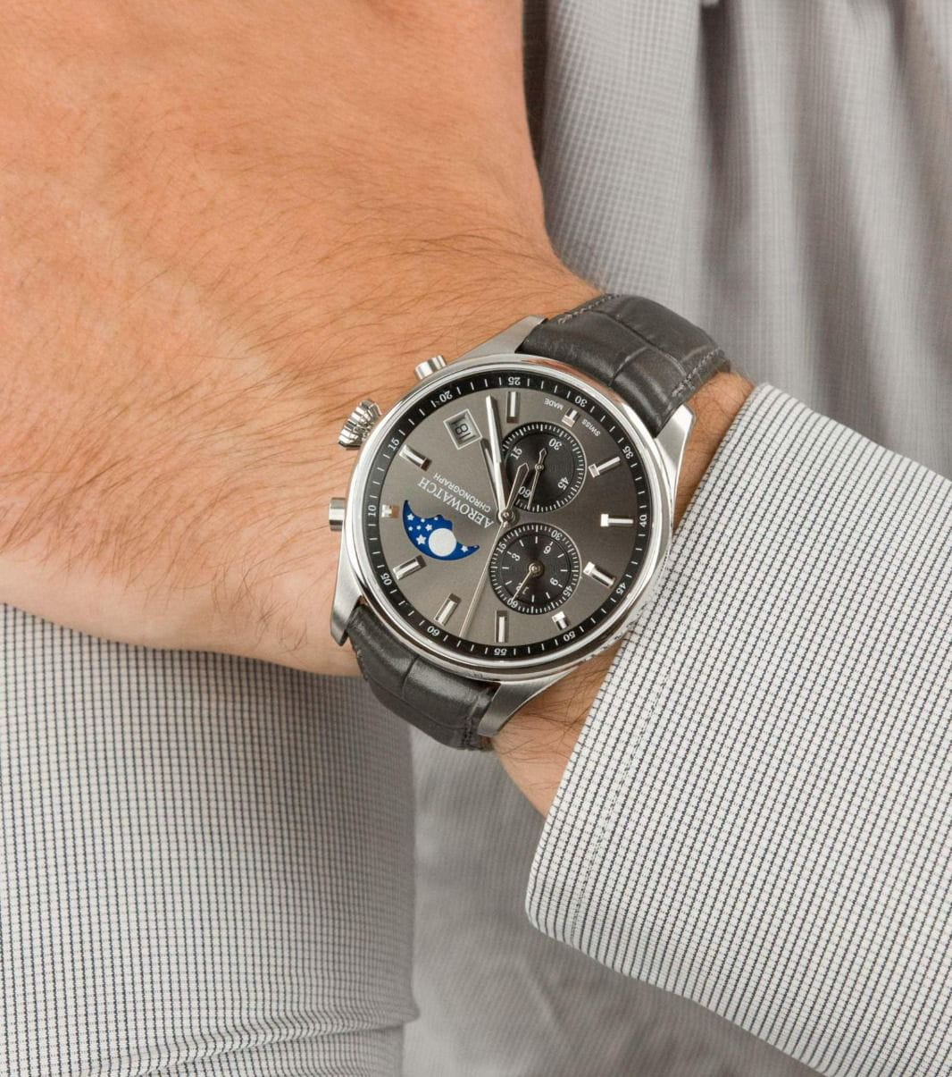 Aerowatch Aerowatch Les Grandes Classiques 78990 AA01,  швейцария мужские часы на браслете нержавеющая сталь боковой вид