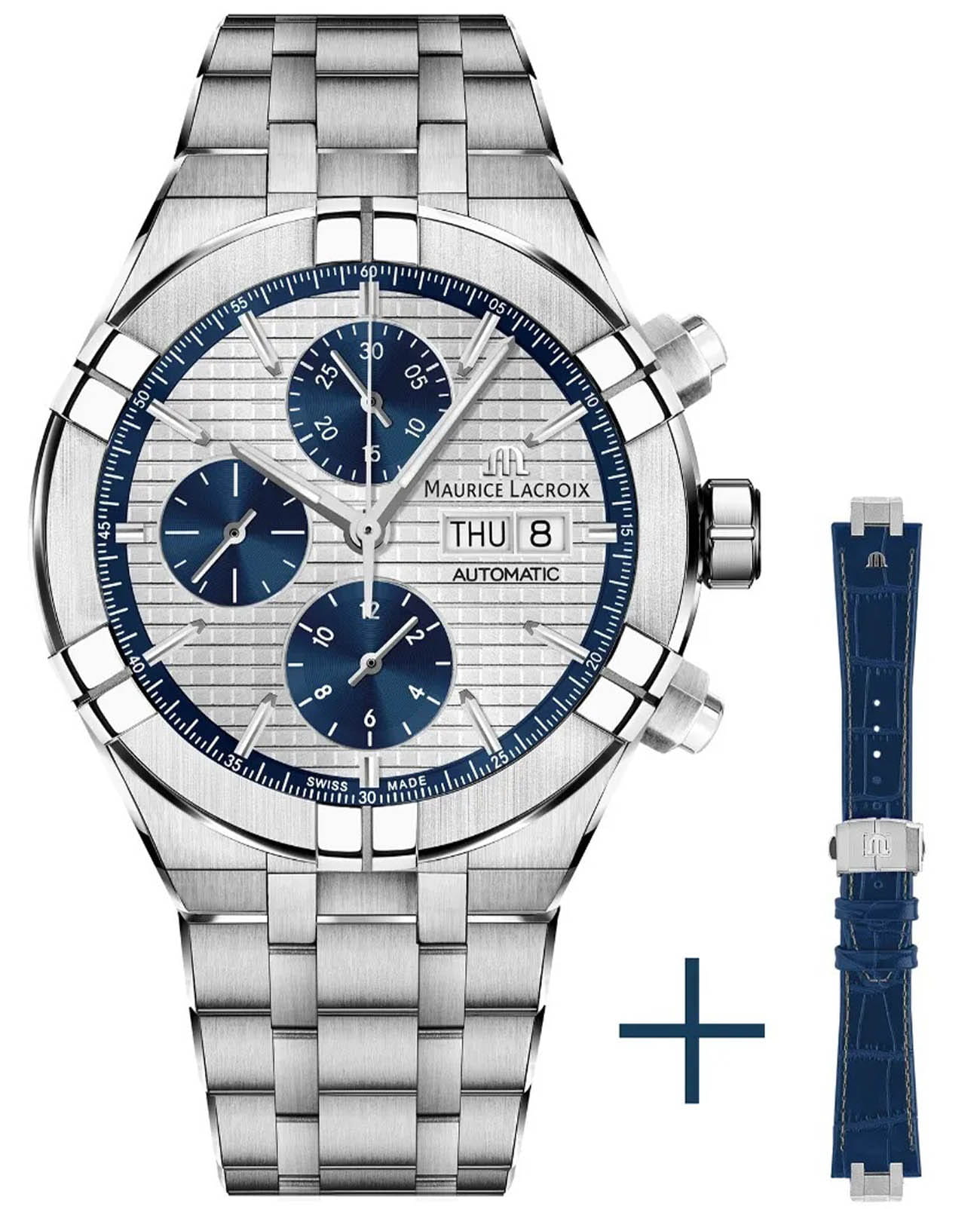 Maurice Lacroix Maurice Lacroix Aikon Automatic AI6038-SS002-131-2  AI6038-SS002-131-2 механические мужские часы  циферблат, браслет нержавеющая сталь — вид спереди