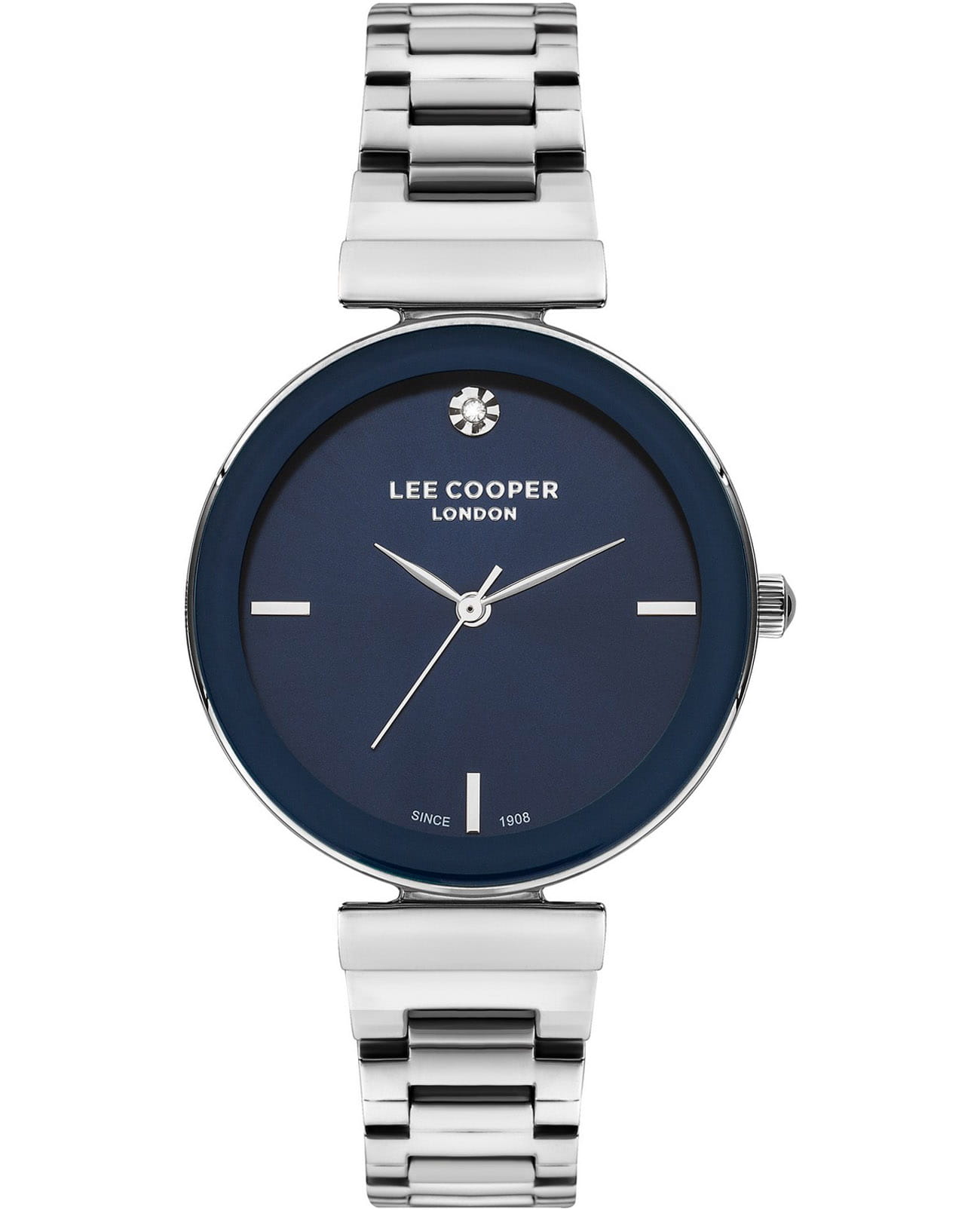 Lee Cooper Lee Cooper LC07711.390  LC07711.390 кварцевые женские часы синий циферблат, браслет нержавеющая сталь — вид спереди