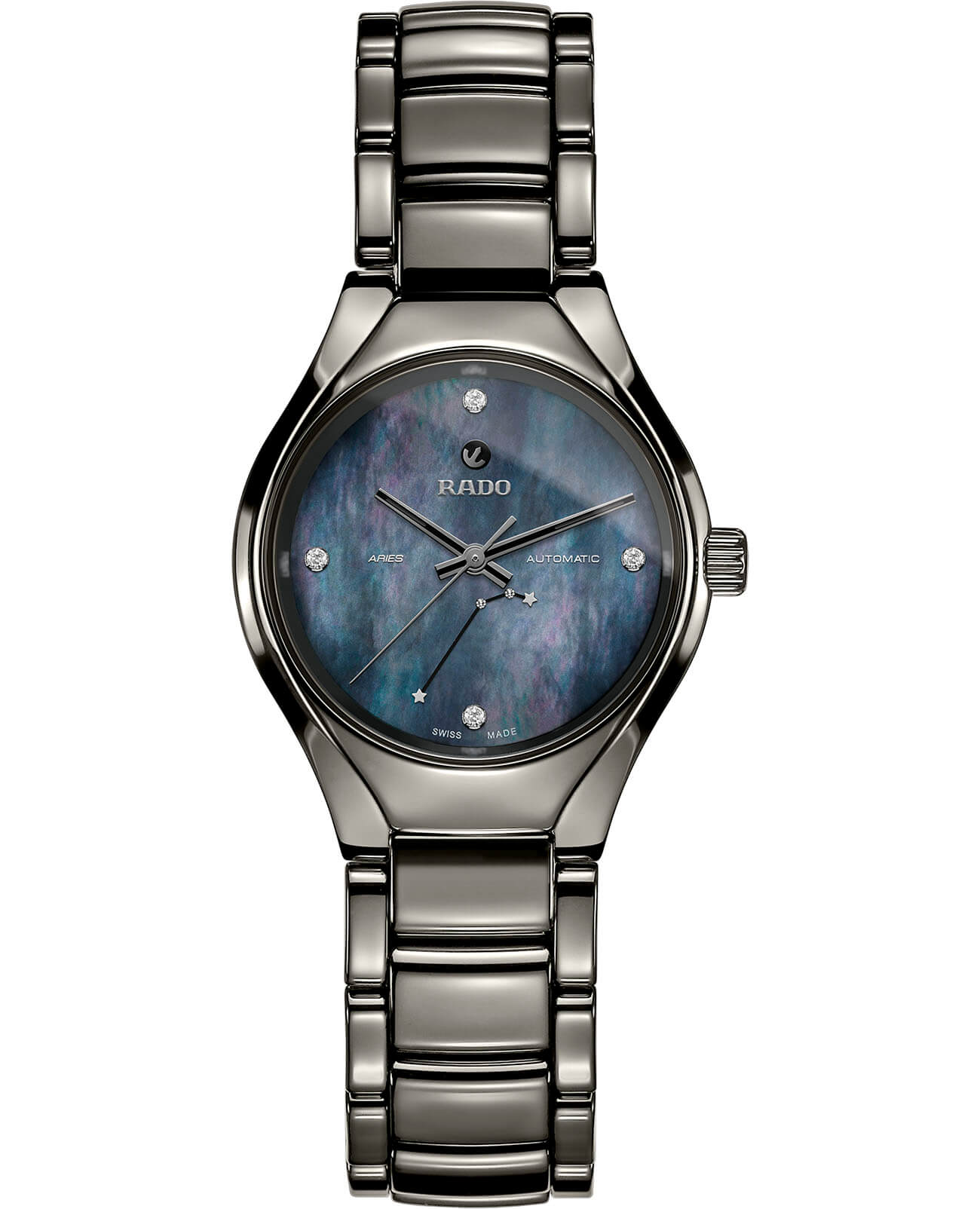 Rado Rado True Star Sign - Aries R27243882 Automatic R27243882 механические женские часы синий циферблат, браслет высокотехнологичная плазменная керамика — вид спереди