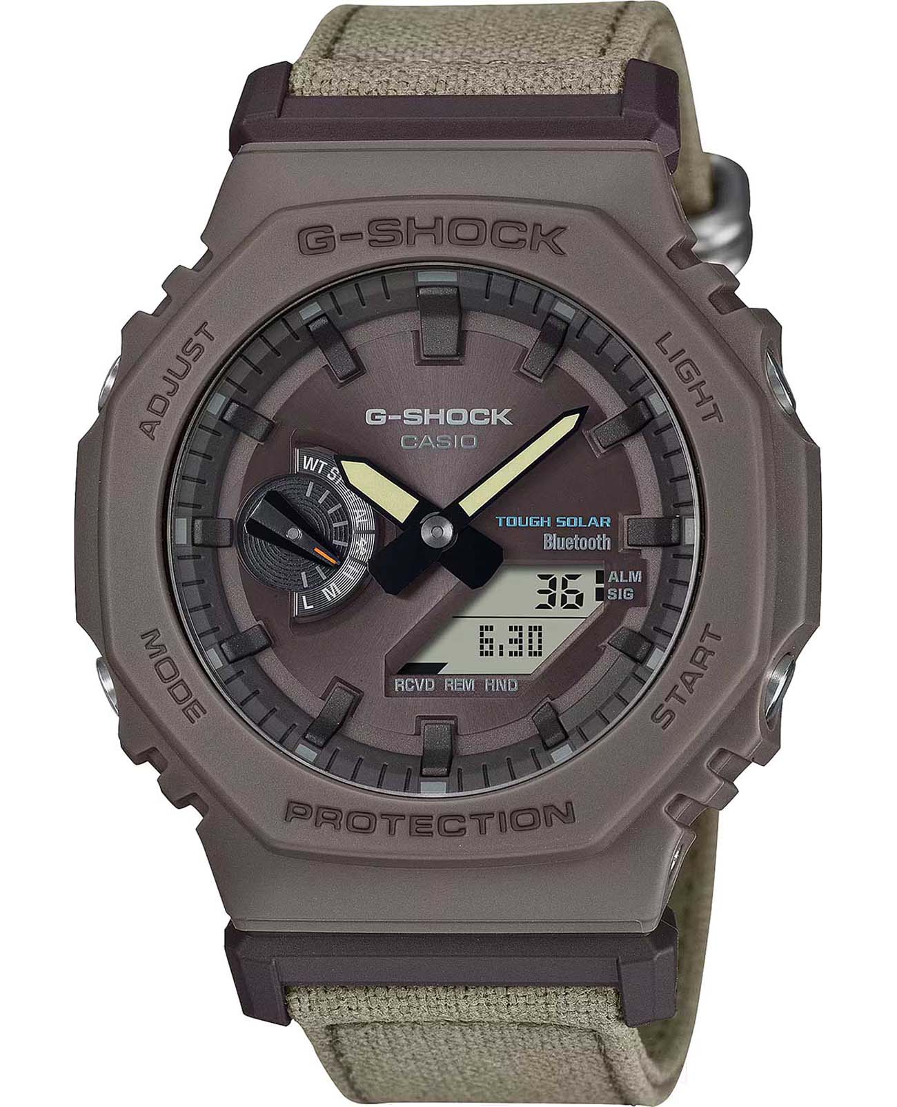 Casio Casio G-Shock GA-B2100CT-5ADR (GA-B2100CT-5A) GA GA-B2100CT-5ADR электронные мужские часы коричневый циферблат, браслет тканевый — вид спереди