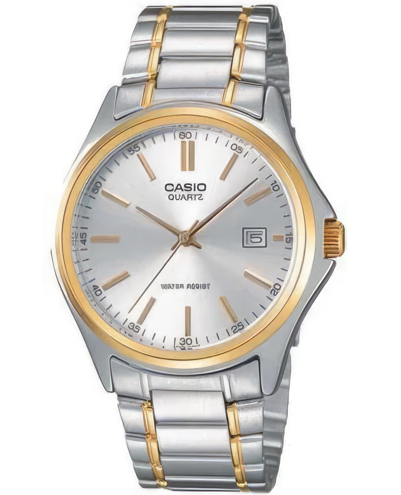 Casio Casio MTP-1183G-7A  MTP-1183G-7A кварцевые мужские часы серебристый циферблат, браслет нержавеющая сталь с ip-покрытием — вид спереди