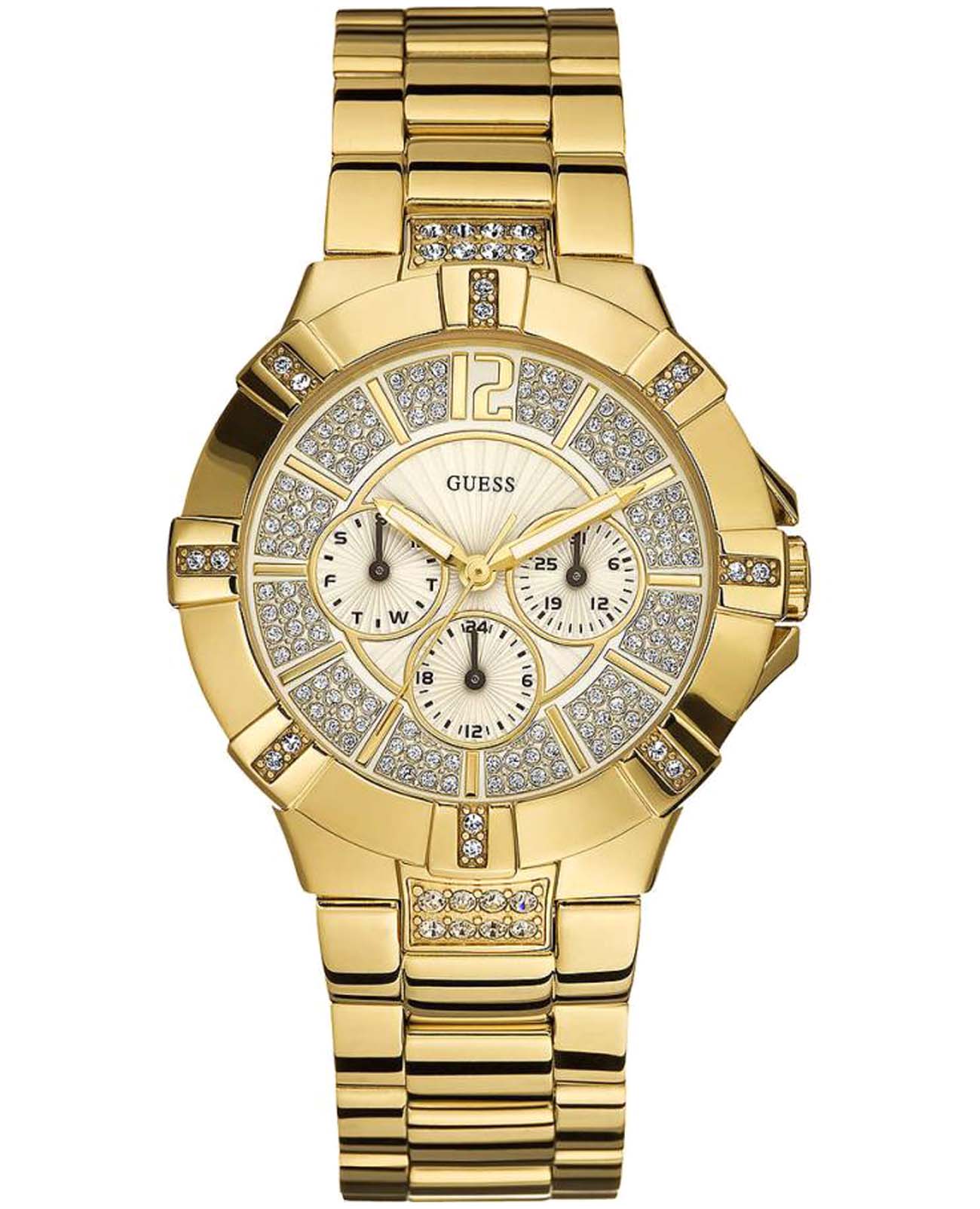 Guess Guess Sport Steel W13573L1  W13573L1 кварцевые женские часы золотой циферблат, браслет нержавеющая сталь с ip-покрытием — вид спереди