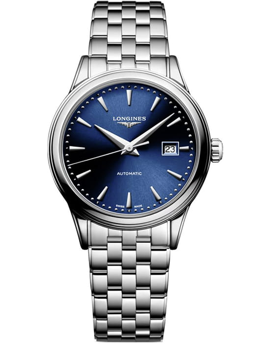 Longines Longines Flagship L4.374.4.98.6  L43744986 механические женские часы синий циферблат, браслет нержавеющая сталь — вид спереди