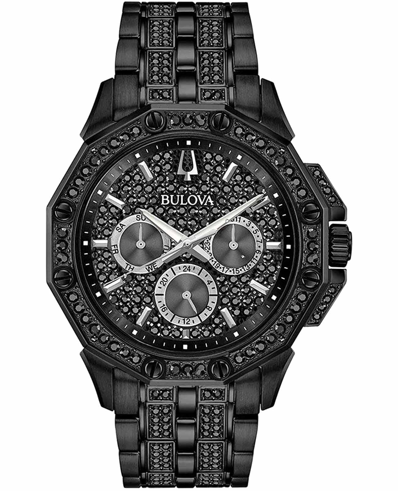 Bulova Bulova Octava 98C134  98C134 кварцевые мужские часы черный циферблат, браслет нержавеющая сталь с ip-покрытием — вид спереди