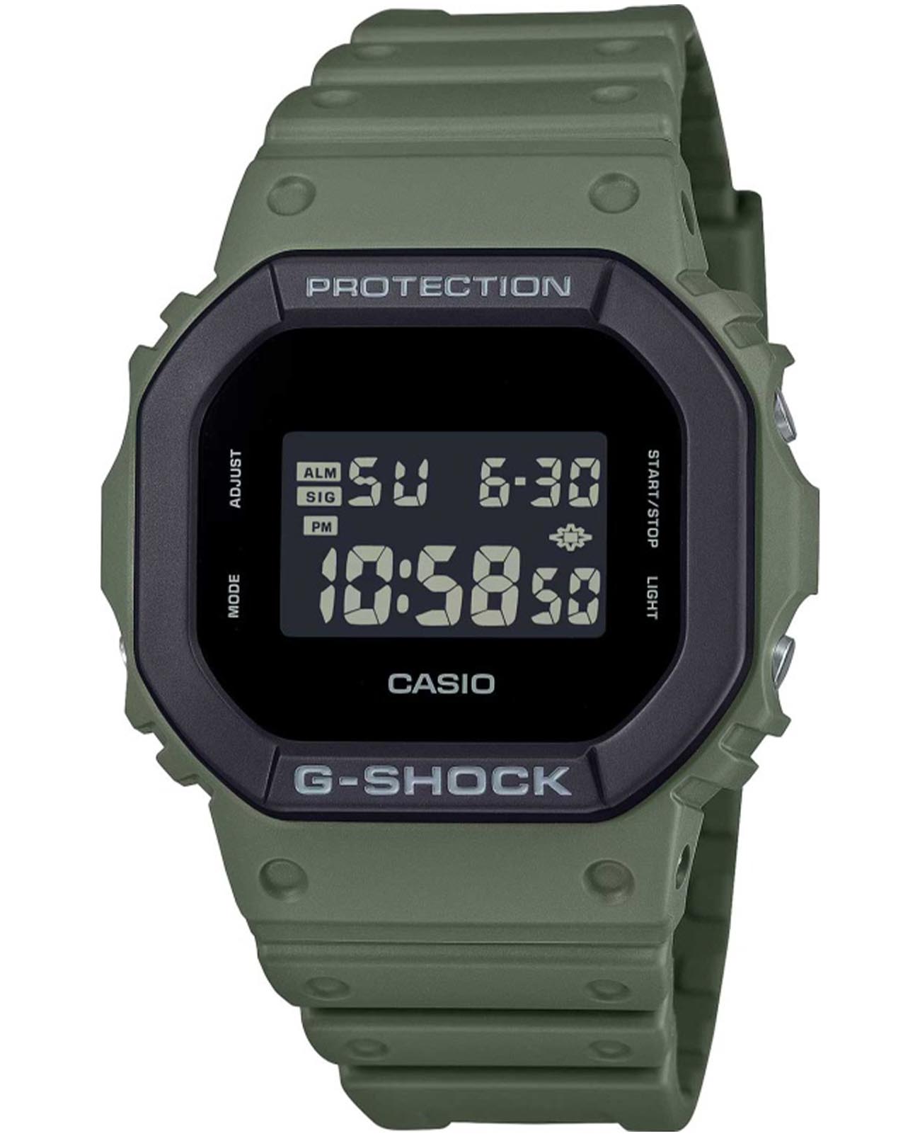 Casio Casio G-Shock DW-5610UU-3 DW-5600 DW-5610UU-3 электронные мужские часы черный циферблат, браслет пластик — вид спереди