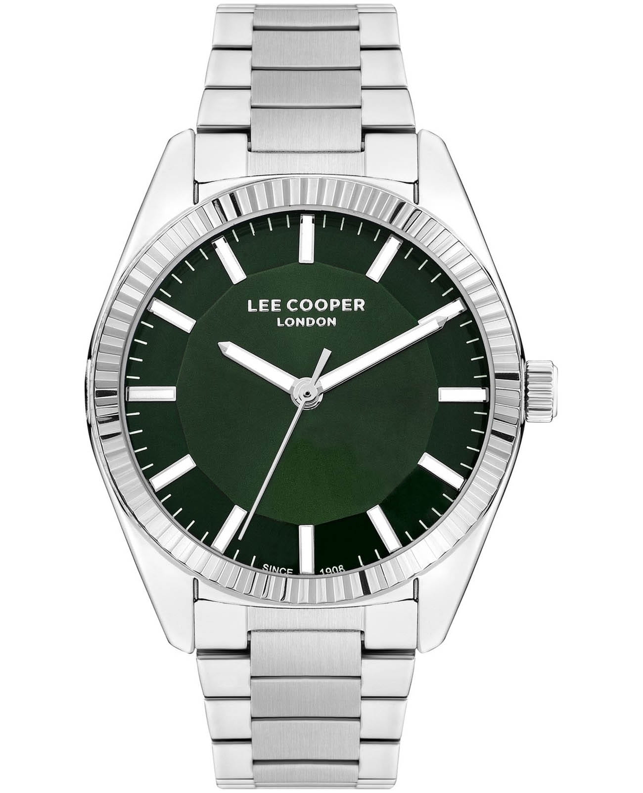 Lee Cooper Lee Cooper LC07950.370  LC07950.370 кварцевые мужские часы зеленый циферблат, браслет нержавеющая сталь — вид спереди