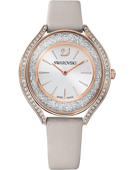 Swarovski Swarovski Crystalline Aura 5519450  5519450 кварцевые женские часы серебристый циферблат, браслет кожаный — вид спереди