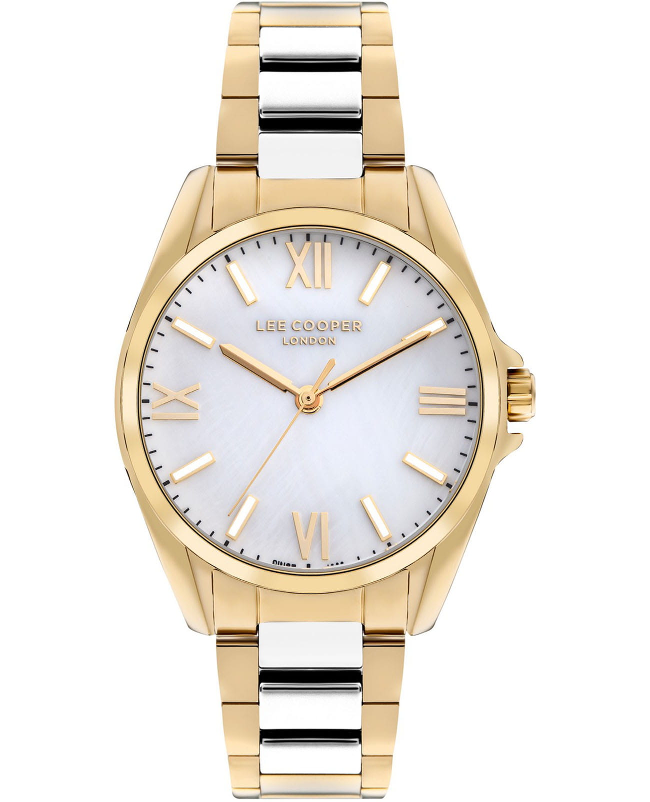 Lee Cooper Lee Cooper LC07873.120  LC07873.120 кварцевые женские часы перламутровый циферблат, браслет нержавеющая сталь с ip-покрытием — вид спереди