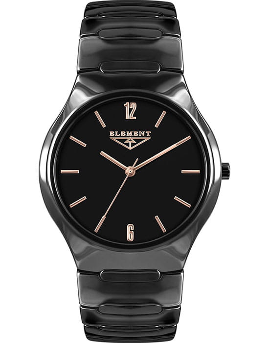 33 Element 33 Element 331427C  331427C кварцевые мужские часы черный циферблат, браслет керамика — вид спереди