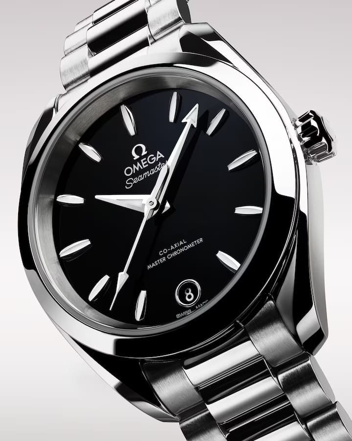 Omega Omega Seamaster Aqua Terra 220.10.34.20.01.001 механические женские часы часы крупный план черный циферблата
