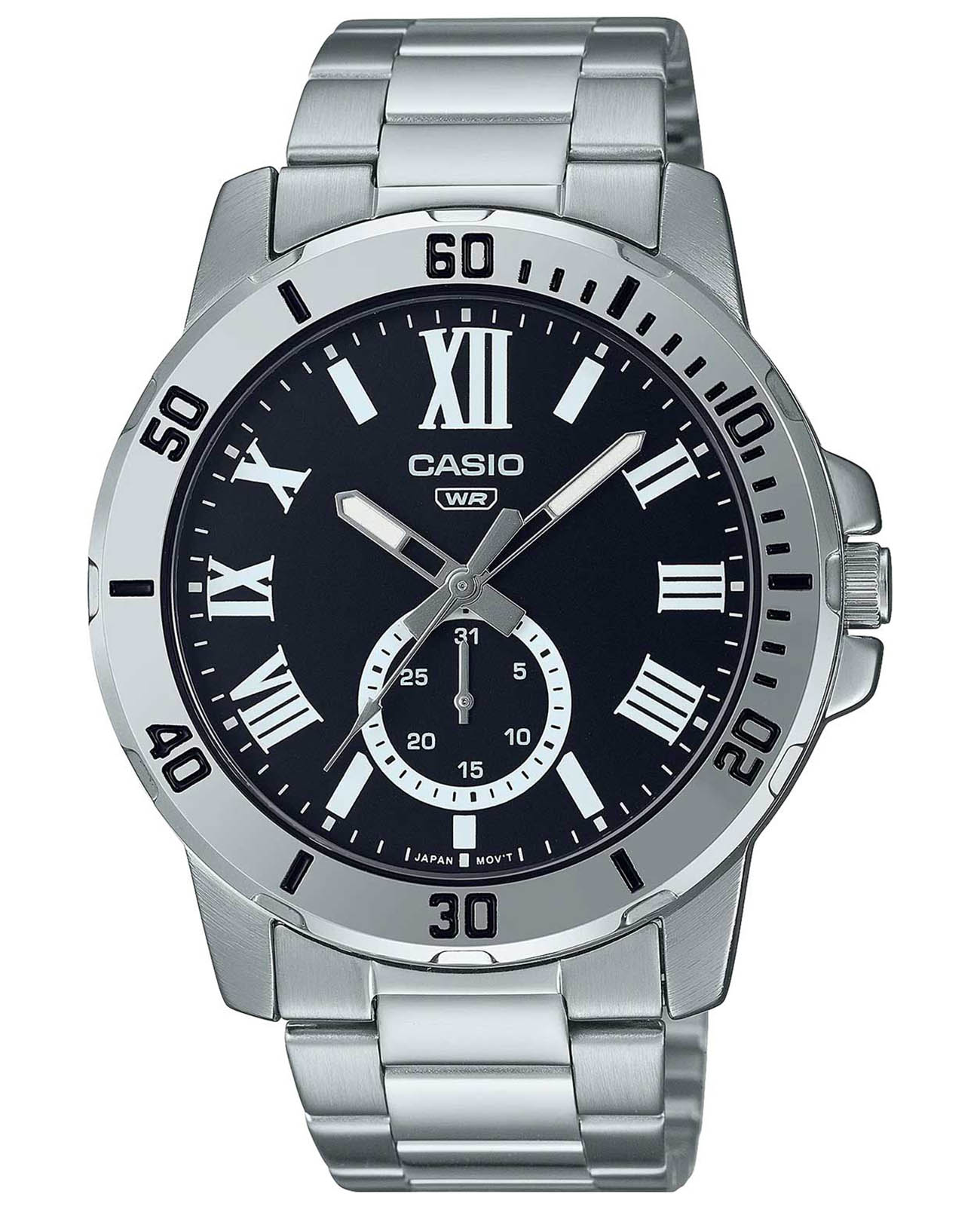 Casio Casio Collection MTP-VD200D-1B  MTP-VD200D-1B кварцевые мужские часы черный циферблат, браслет нержавеющая сталь — вид спереди