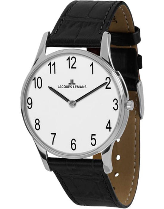 Jacques Lemans Jacques Lemans 1-1938D  1-1938D кварцевые женские часы белый циферблат, браслет кожаный — вид спереди