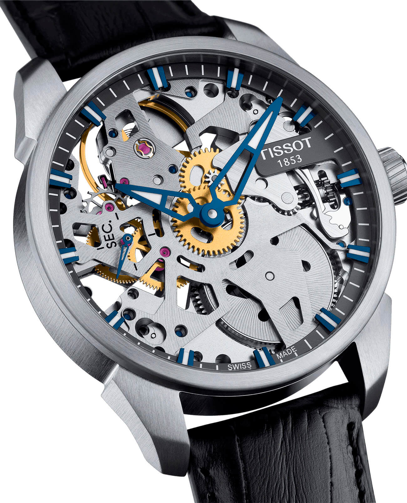 Tissot Tissot T-Complication Squelette Mechanical T070.405.16.411.00 , наручные мужские часы фото под углом