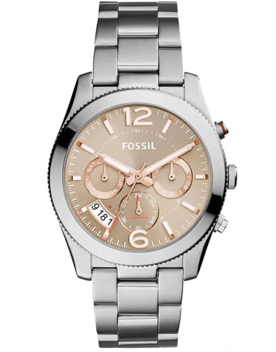 Fossil Fossil Boyfriend Chronograph ES4146   ES4146 кварцевые женские часы бежевый циферблат, браслет нержавеющая сталь — вид спереди