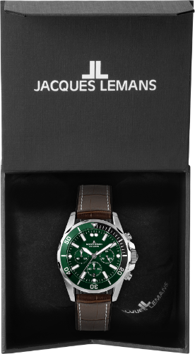 Jacques Lemans Jacques Lemans Sport 1-2091C,  австрия мужские часы на браслете кожаный боковой вид