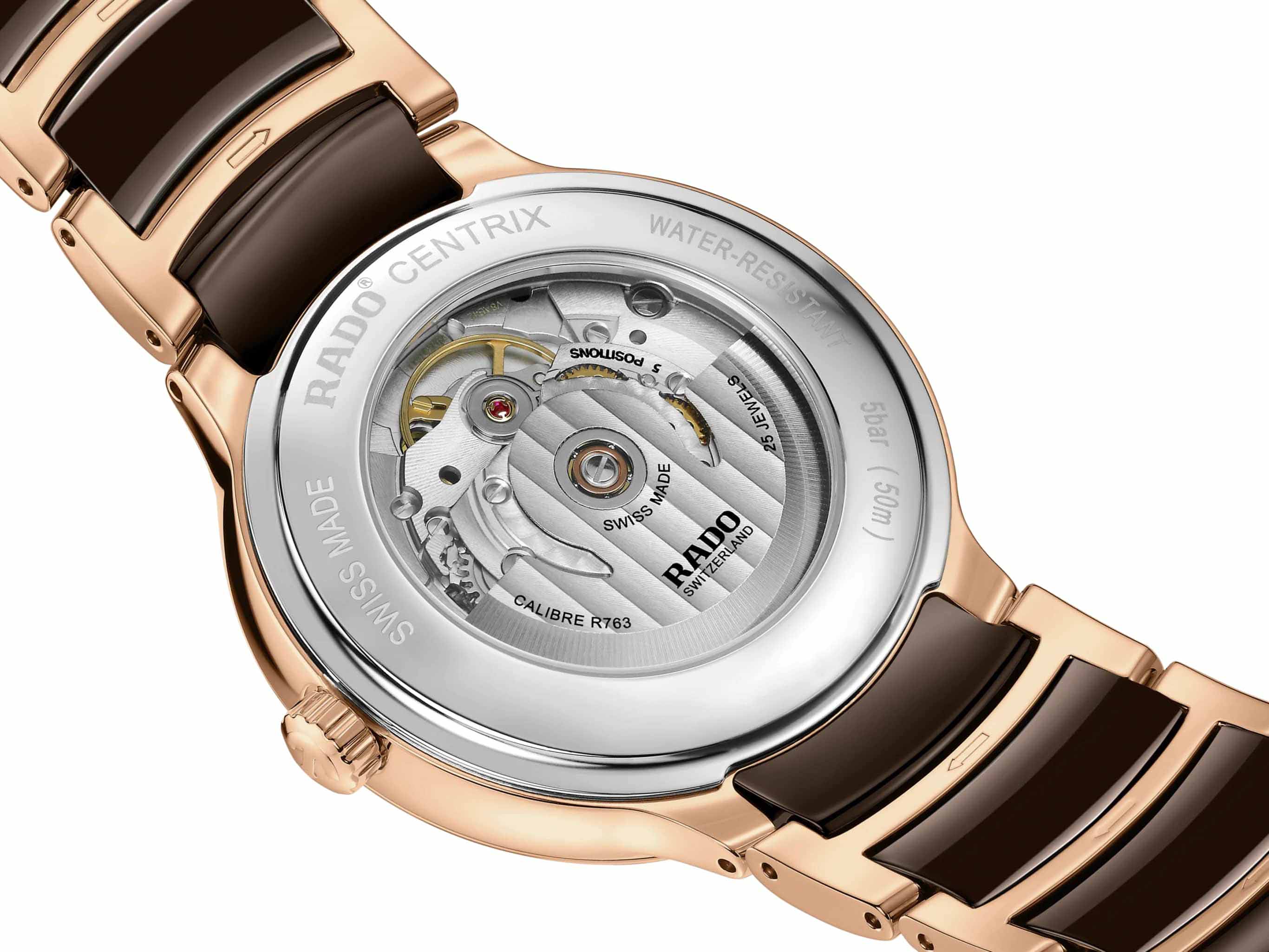 Rado Rado Centrix Automatic R30017732, centrix швейцария мужские часы на браслете высокотехнологичная керамика + нержавеющая сталь с pvd покрытием боковой вид