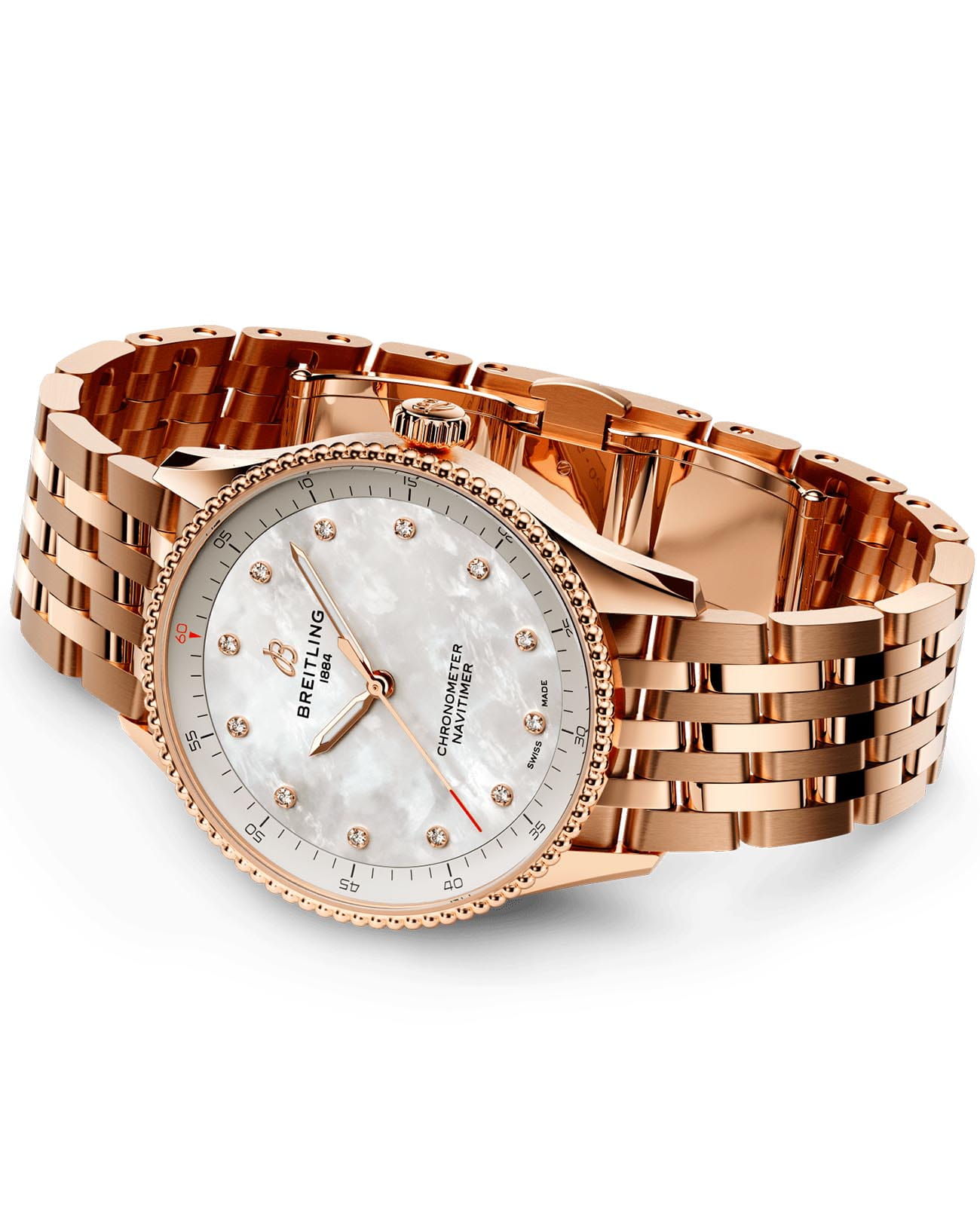 Breitling Breitling Navitimer Automatic 32 R77320E61A1R1, navitimer швейцария мужские часы на браслете 18-каратное красное золото боковой вид
