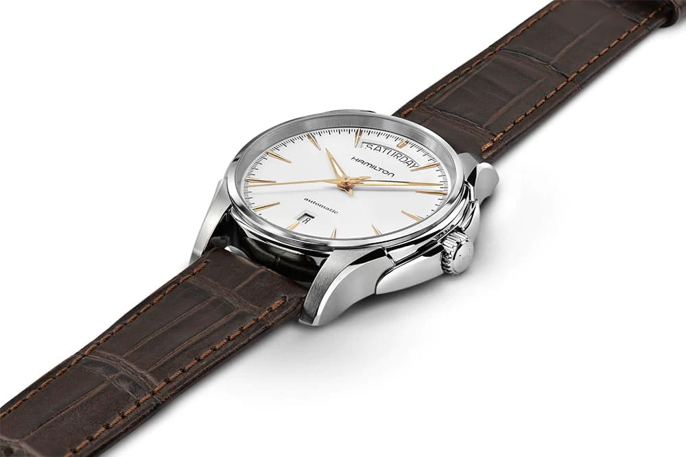 Hamilton Hamilton Jazzmaster Day Date Auto H32505511, jazzmaster швейцария мужские часы на браслете кожаный боковой вид