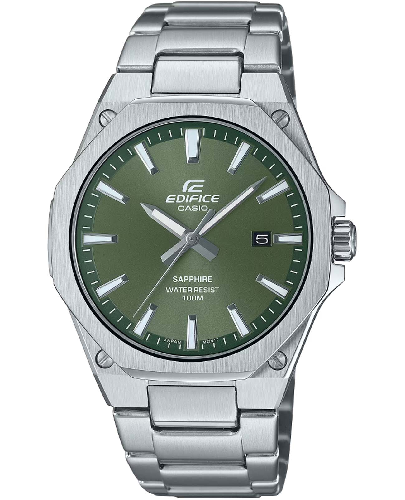 Casio Casio Edifice EFR-S108D-3AVUDF (EFR-S108D-3A) EFR EFR-S108D-3A кварцевые мужские часы зеленый циферблат, браслет нержавеющая сталь — вид спереди
