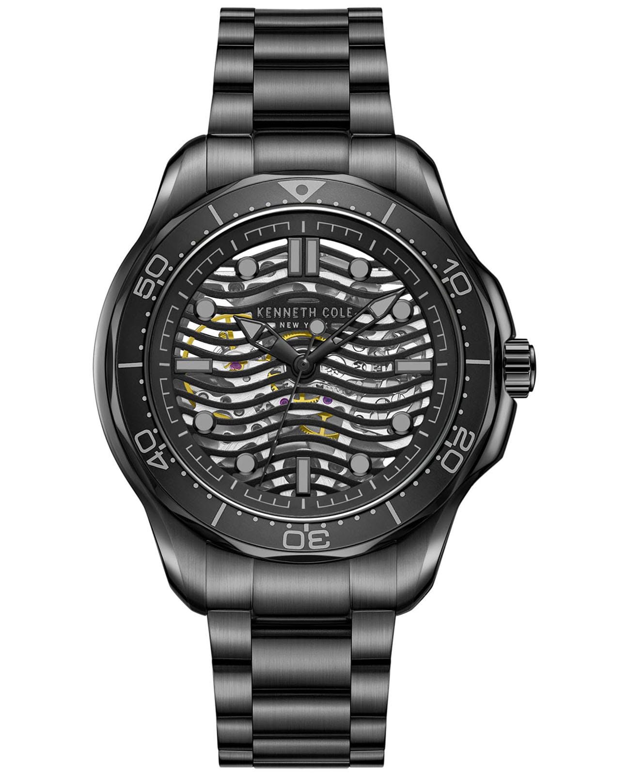 Kenneth Cole Kenneth Cole Automatic KCWGL2220903  KCWGL2220903 механические мужские часы черный циферблат, браслет сталь с ip покрытием — вид спереди