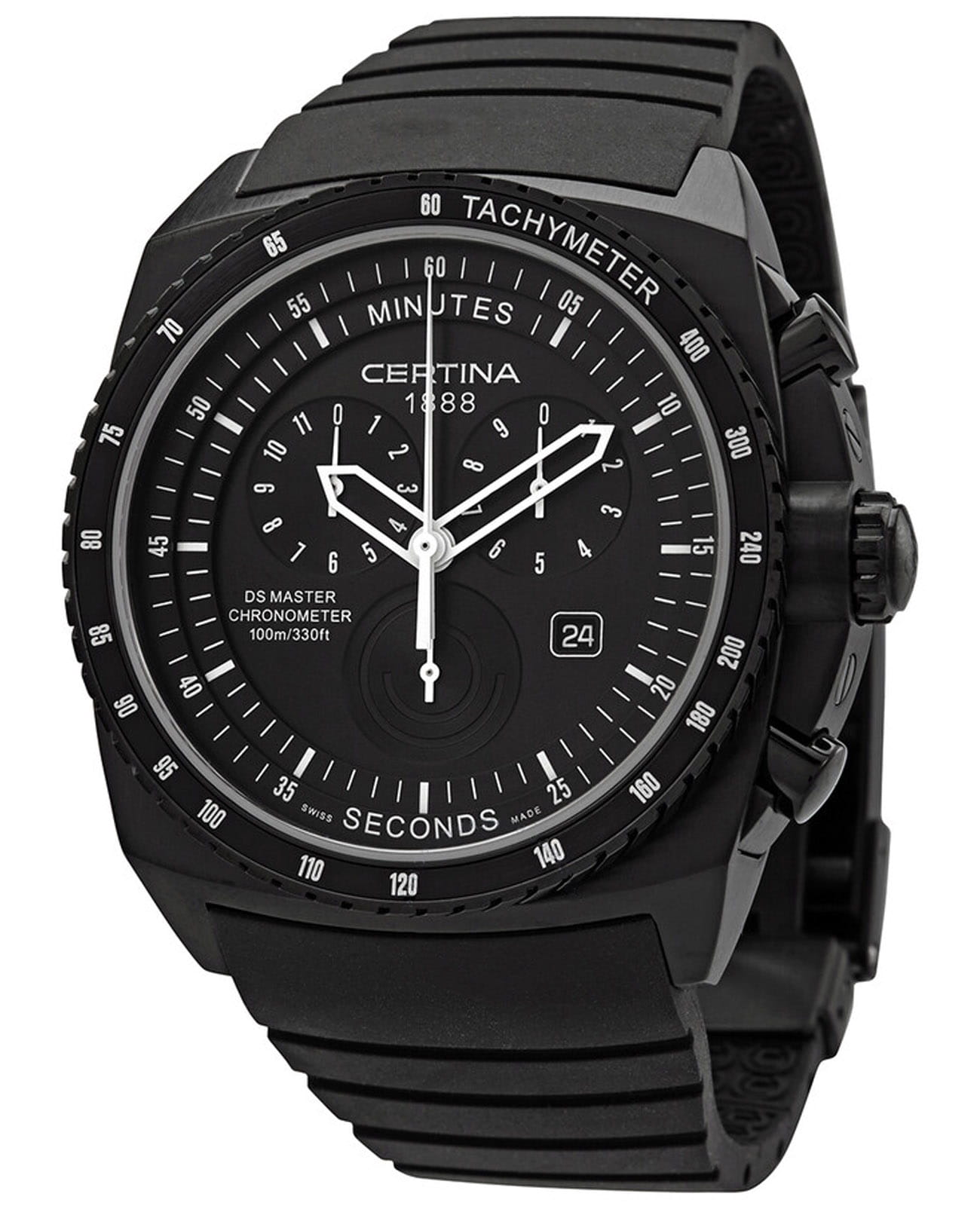 Certina Certina DS Podium C015.434.17.050.00  C0154341705000 кварцевые мужские часы черный циферблат, браслет каучук — вид спереди