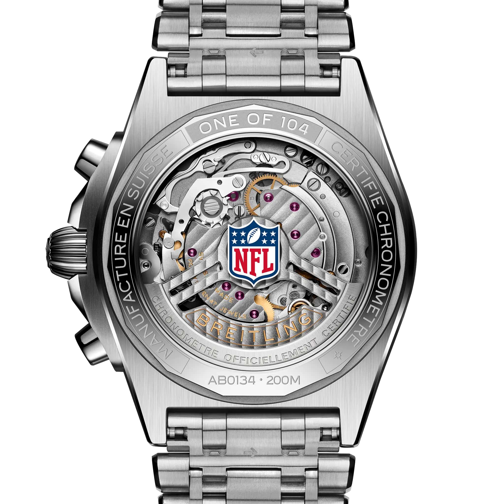 Breitling Breitling Chronomat B01 42 NFL Green Bay Packers Edition AB01342B1L1A1, chronomat швейцария мужские часы на браслете нержавеющая сталь боковой вид