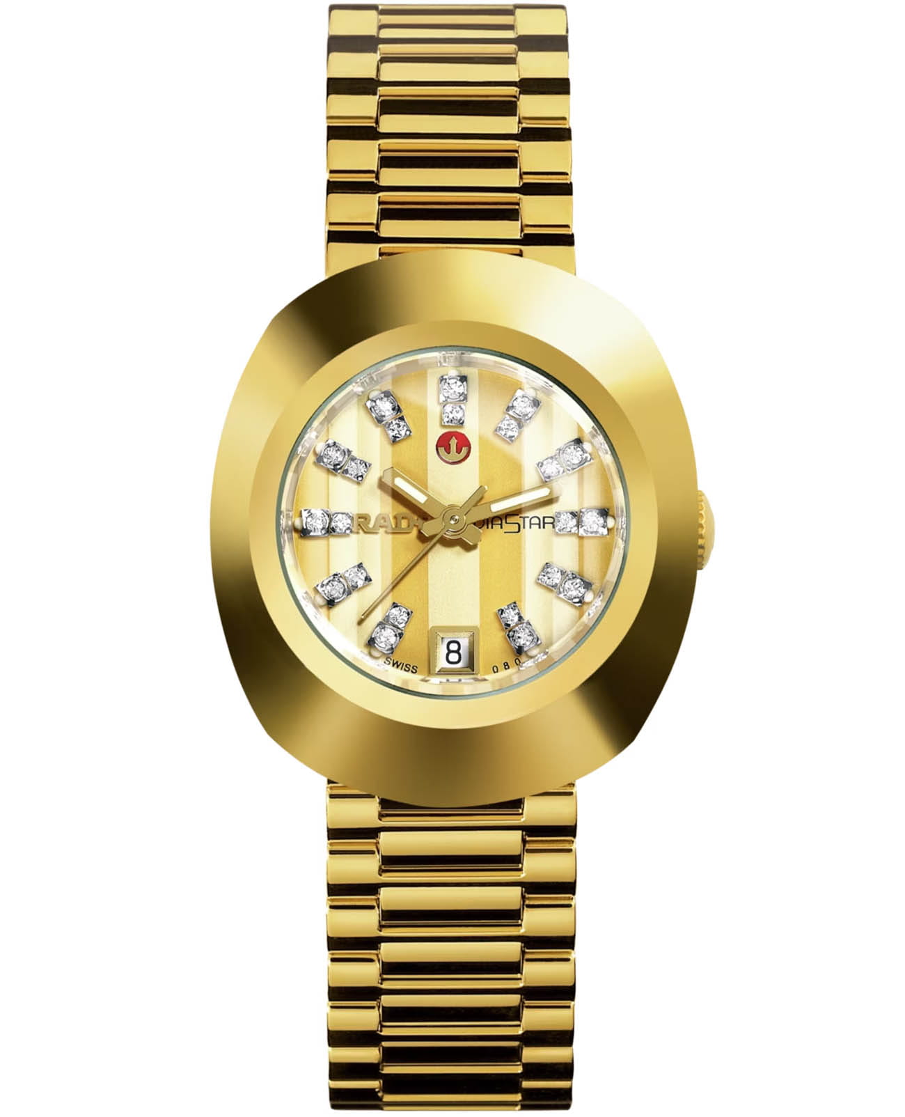 Rado Rado The Original Automatic R12416803 Automatic R12416803 механические женские часы золотой циферблат, браслет нержавеющая сталь с pvd-покрытием — вид спереди