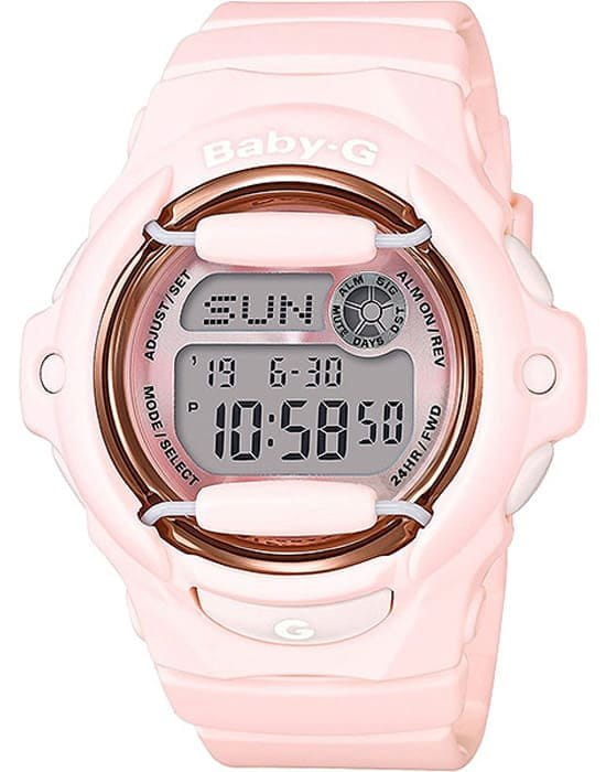 Casio Casio Baby-G BG-169G-4B  BG-169G-4B электронные женские часы серый циферблат, браслет  нейлоновое волокно с полиуретановыми вставками — вид спереди