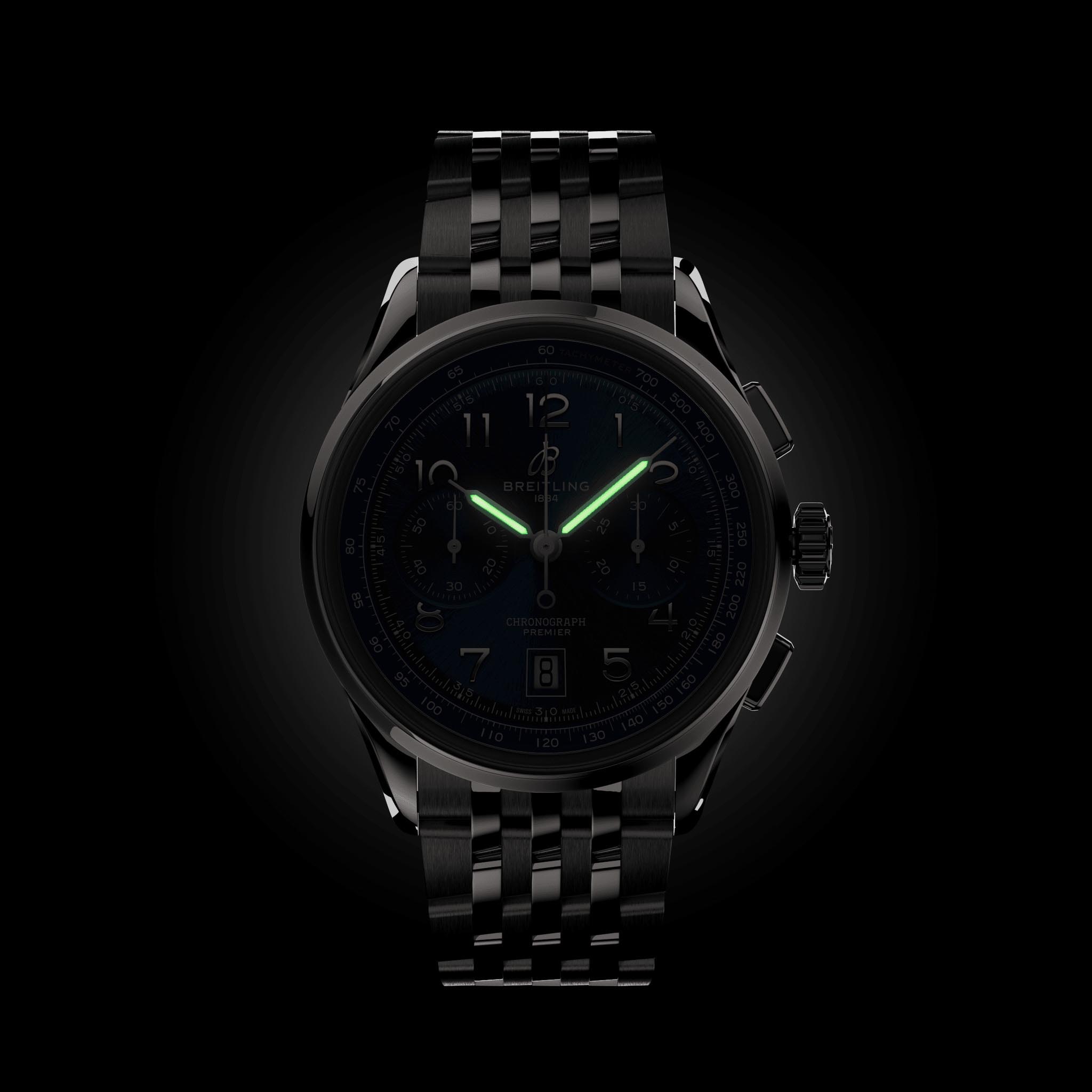Breitling Breitling Premier B01 Chronograph 42 AB0145171C1A1, premier швейцария мужские часы на браслете нержавеющая сталь боковой вид