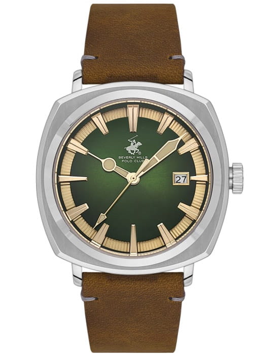 Beverly Hills Polo Club Beverly Hills Polo Club BP3732X.374  BP3732X.374 кварцевые мужские часы зеленый циферблат, браслет кожаный — вид спереди