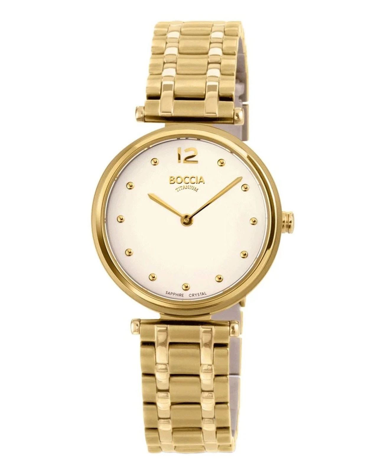 Boccia Titanium Boccia Titanium Circle-Oval 3349-04  3349-04 кварцевые женские часы шампань циферблат, браслет титановый c pvd покрытием — вид спереди