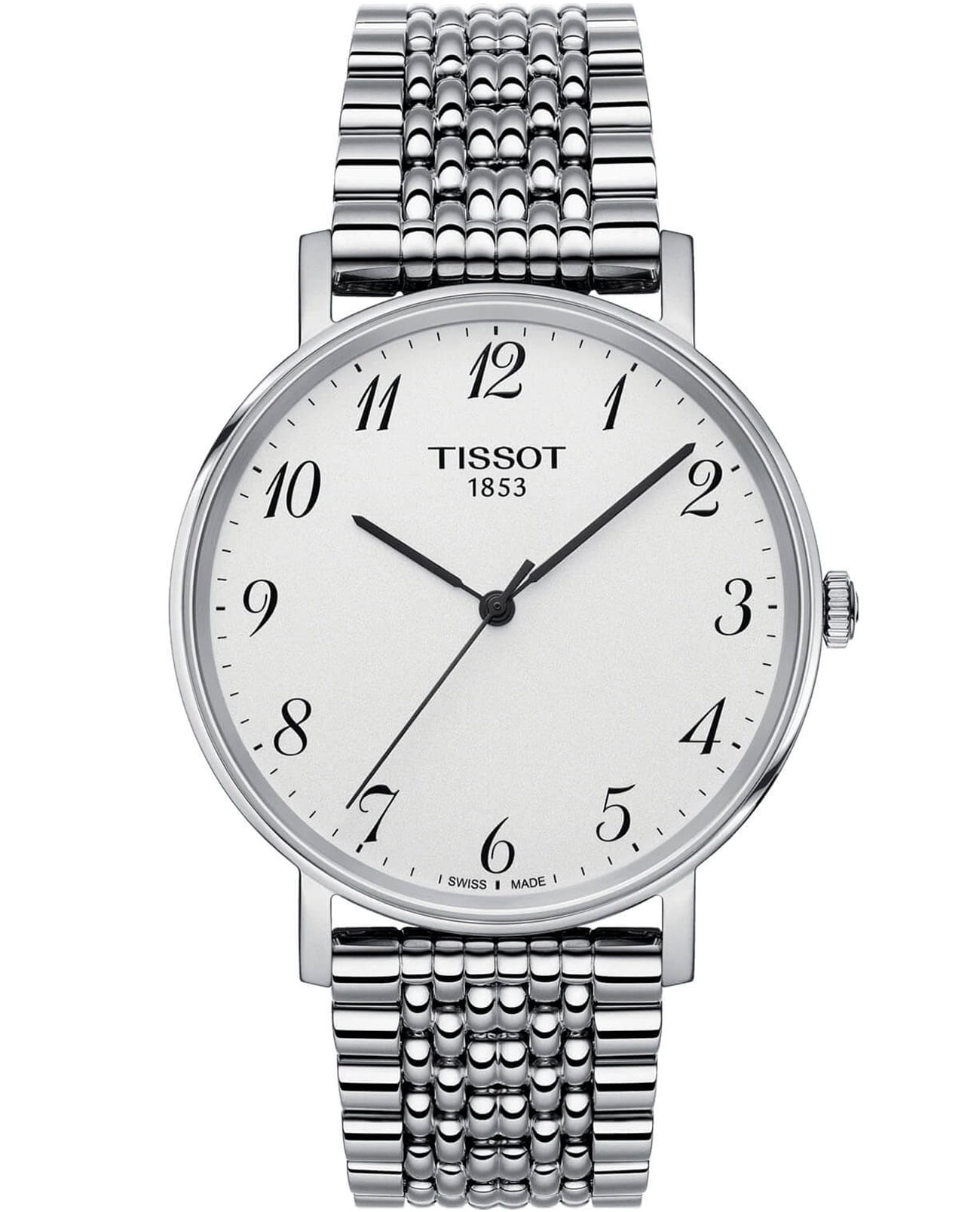 Tissot Tissot Everytime Medium T109.410.11.032.00 Everytime T1094101103200 кварцевые мужские часы белый циферблат, браслет нержавеющая сталь — вид спереди