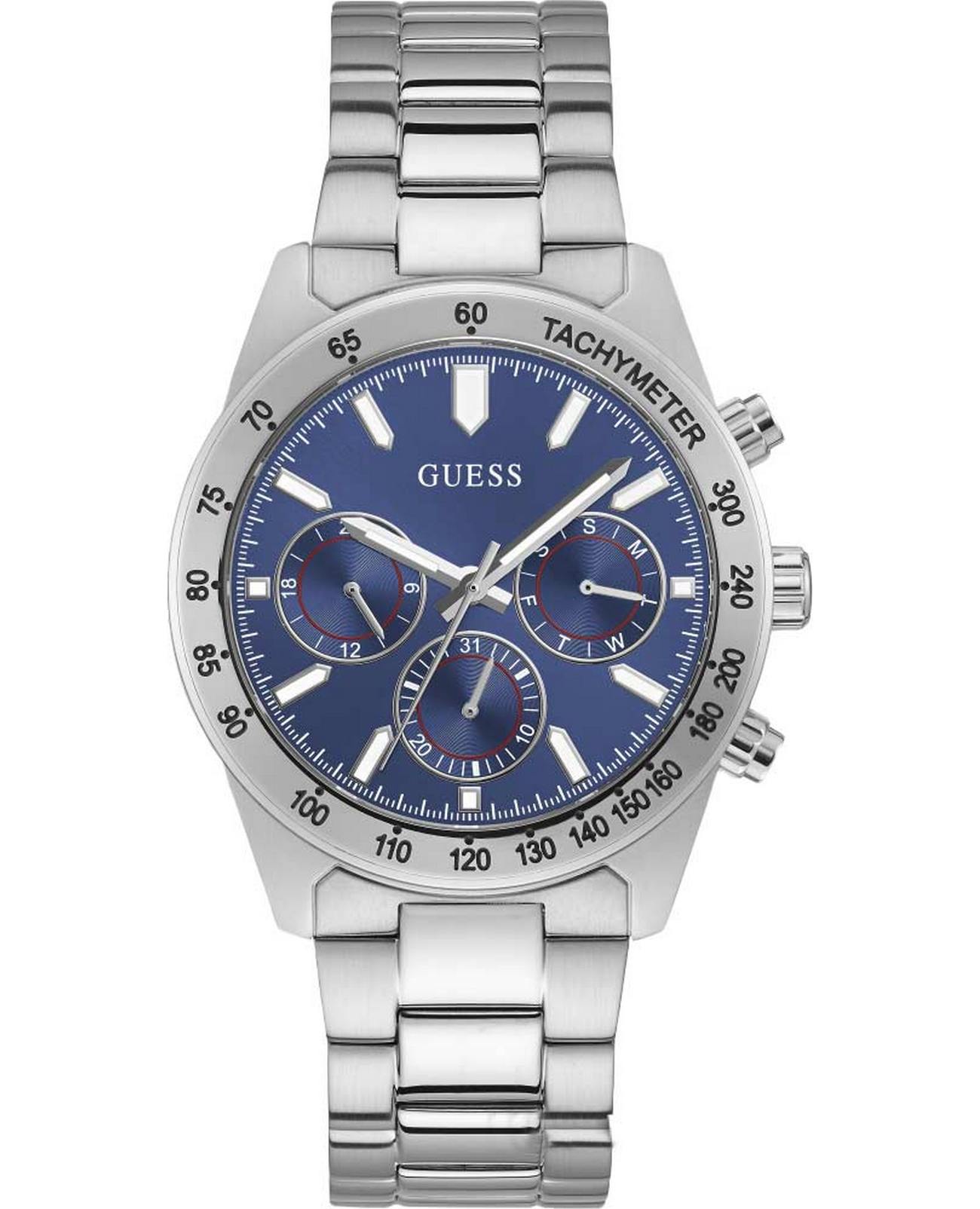 Guess Guess  Sport Steel  GW0329G1  GW0329G1 кварцевые мужские часы синий циферблат, браслет нержавеющая сталь — вид спереди