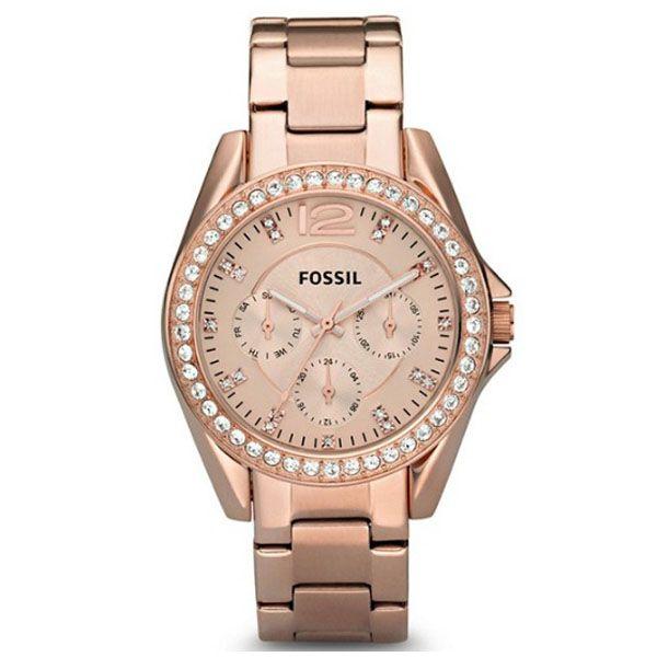 Fossil Fossil Bannon  ES2811  ES2811 кварцевые женские часы розовый циферблат, браслет  — вид спереди