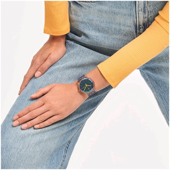 Swatch Swatch New Gent SUOK712 мужские часы фиолетовый циферблат на запястье