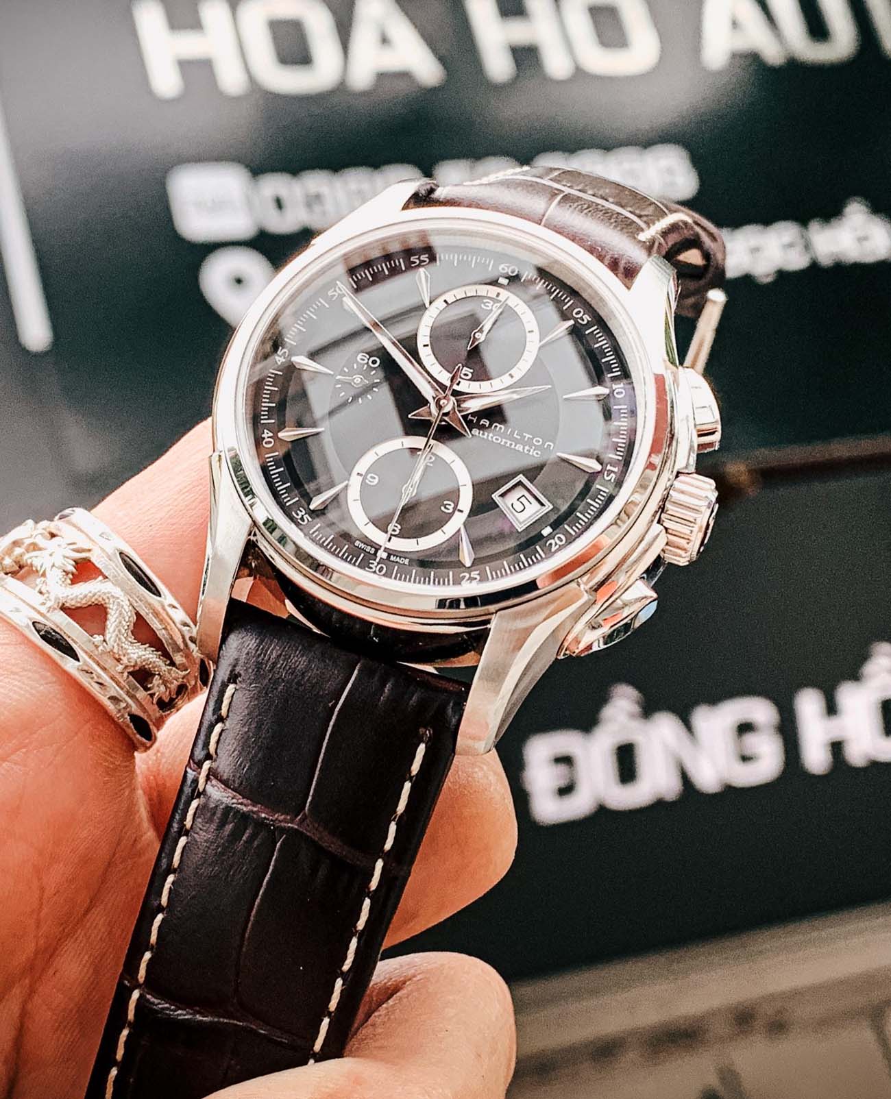 Hamilton Hamilton Jazzmaster Auto Chrono H32616533, jazzmaster швейцария мужские часы на браслете кожаный боковой вид