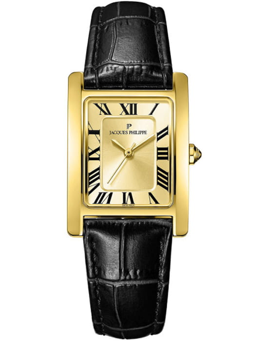 Jacques Philippe Jacques Philippe Hora JPQLS652173  JPQLS652173 кварцевые мужские часы золотой циферблат, браслет кожаный — вид спереди