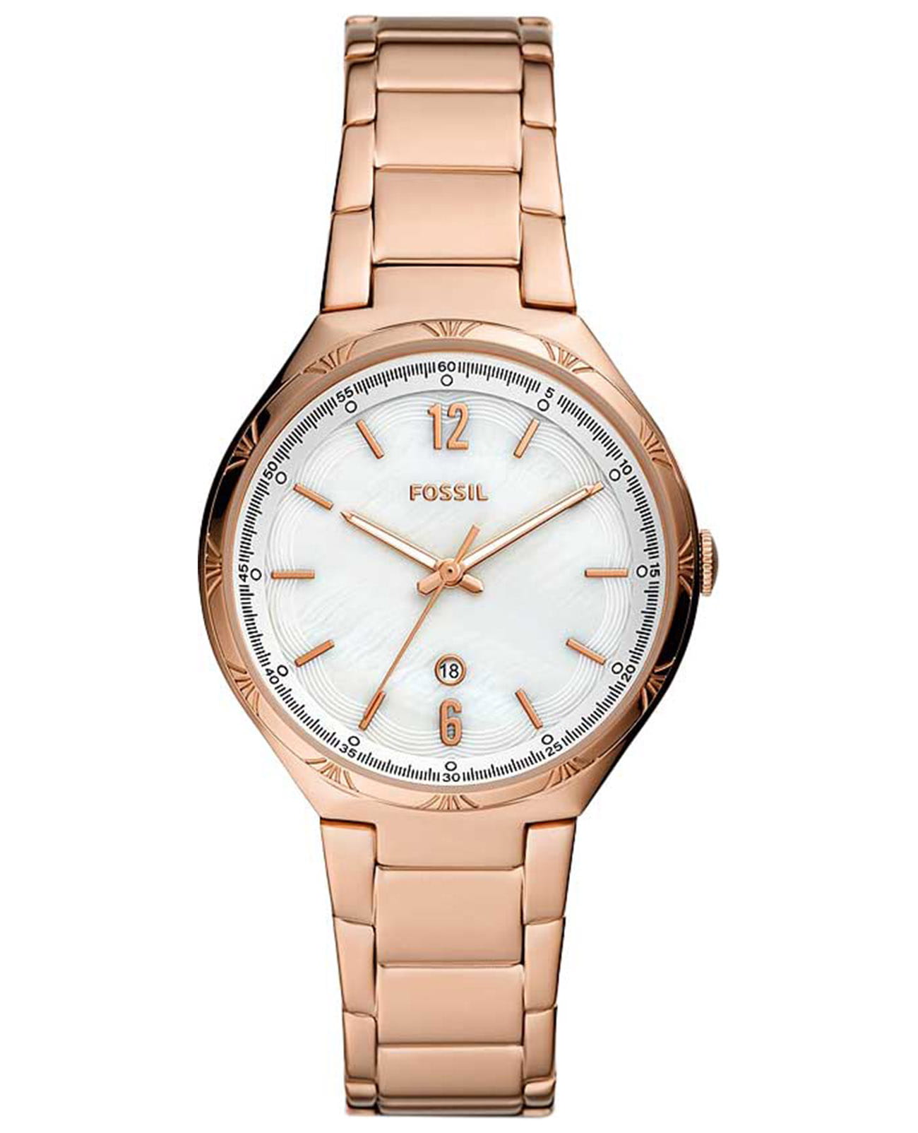 Fossil Fossil Georgia  BQ3739  BQ3739 кварцевые женские часы перламутровый циферблат, браслет сталь с ip покрытием — вид спереди