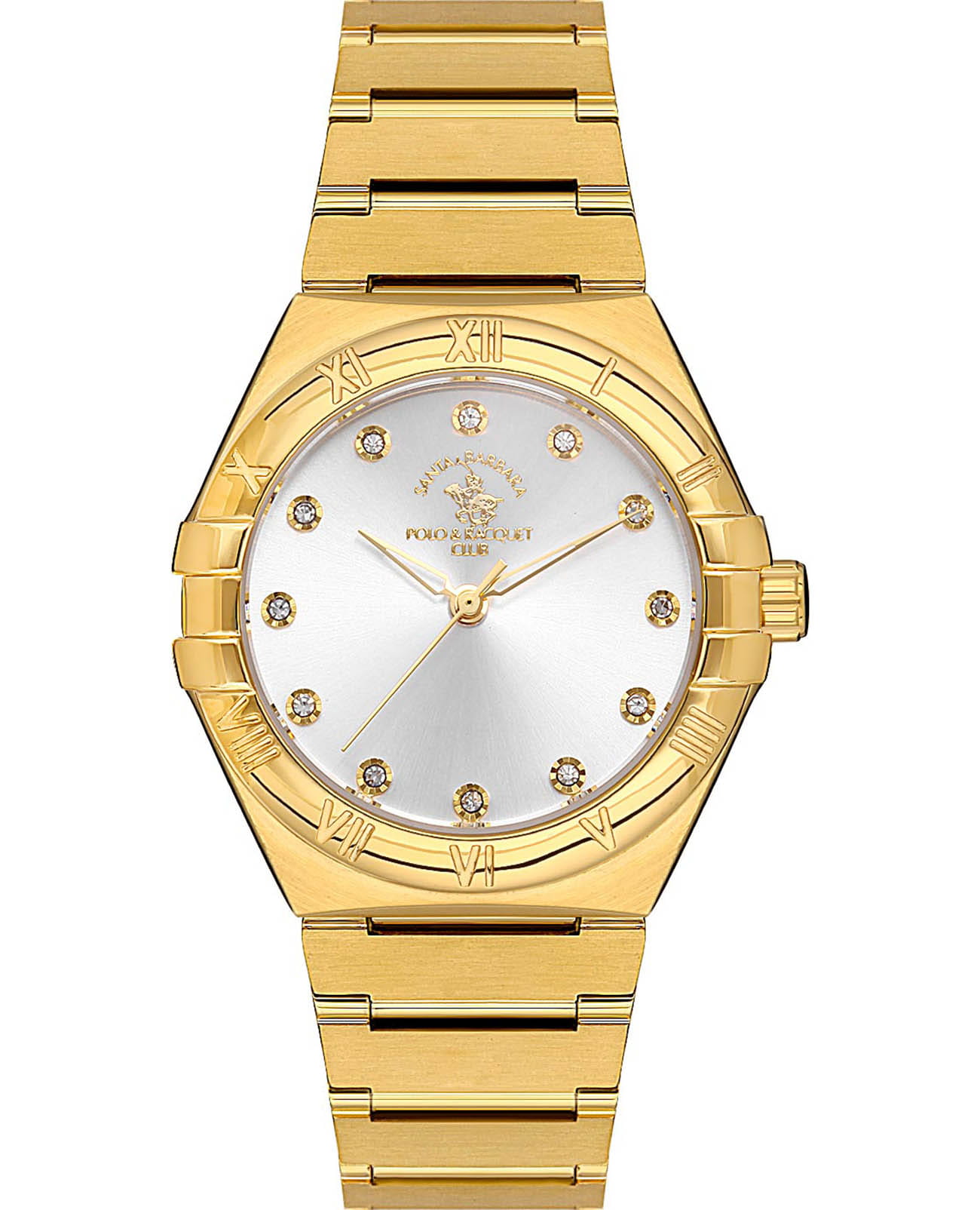 Santa Barbara Polo & Racquet Club Santa Barbara Polo & Racquet Club Luxury SB.1.10504-2  SB.1.10504-2 кварцевые женские часы серебристый циферблат, браслет нержавеющая сталь с ip-покрытием — вид спереди