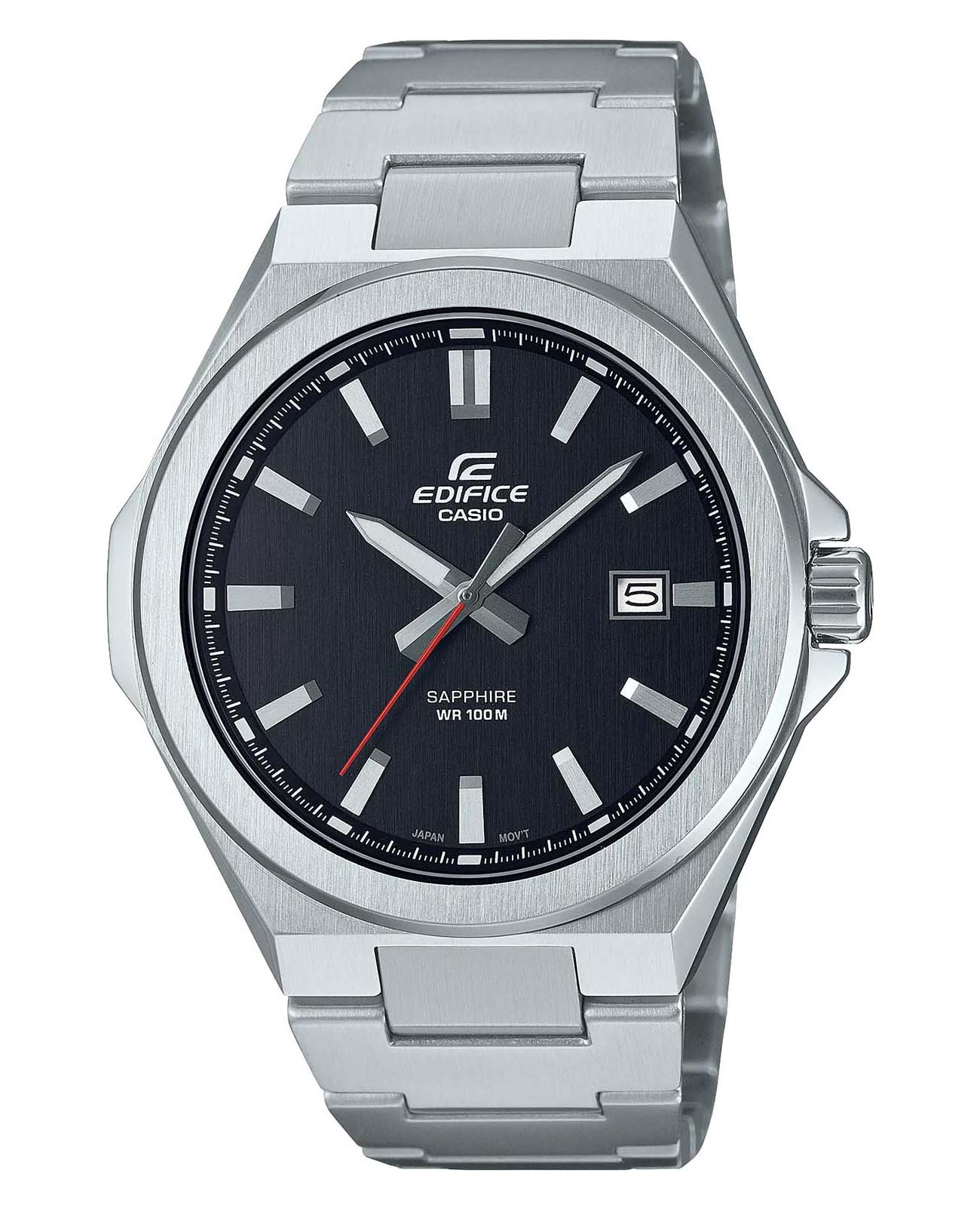 Casio Casio Edifice EFB-108D-1AVUEF  EFB-108D-1AVUEF кварцевые мужские часы черный циферблат, браслет нержавеющая сталь — вид спереди