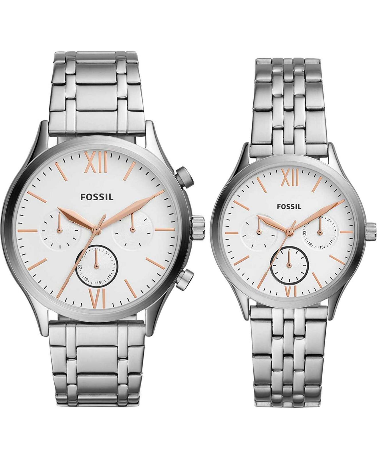 Fossil Fossil Carlie  BQ2468SET  BQ2468SET кварцевые  белый циферблат, браслет нержавеющая сталь — вид спереди