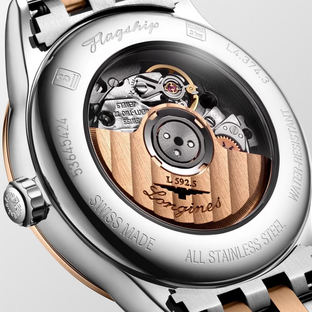 Оригинальные часы Longines Longines Flagship L4.374.3.90.7 механические калибр механизма l592 общий вид
