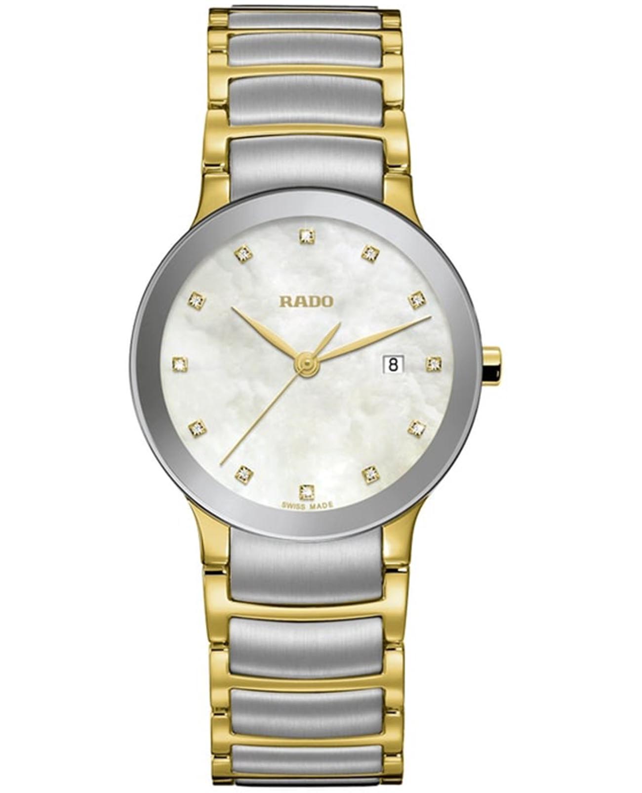 Rado Rado Centrix Diamonds R30932923  R30932923 кварцевые женские часы серебристый циферблат, браслет нержавеющая сталь с pvd-покрытием — вид спереди