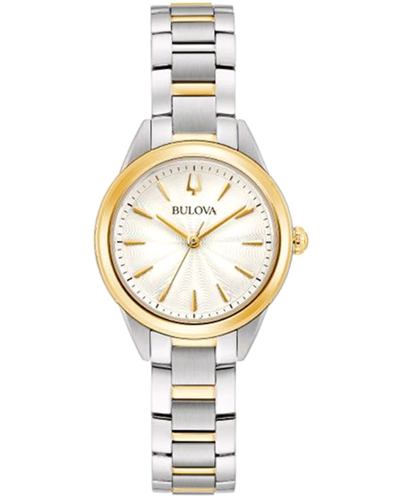 Bulova Bulova Sutton 98L277  98L277 кварцевые женские часы серебристый циферблат, браслет нержавеющая сталь с pvd-покрытием — вид спереди